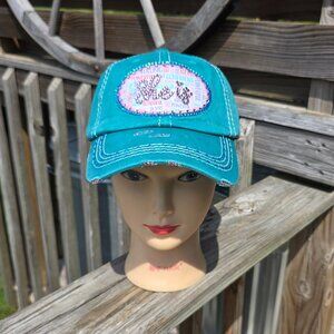 Ladies Turquoise SHe Is BLING Hat NEW